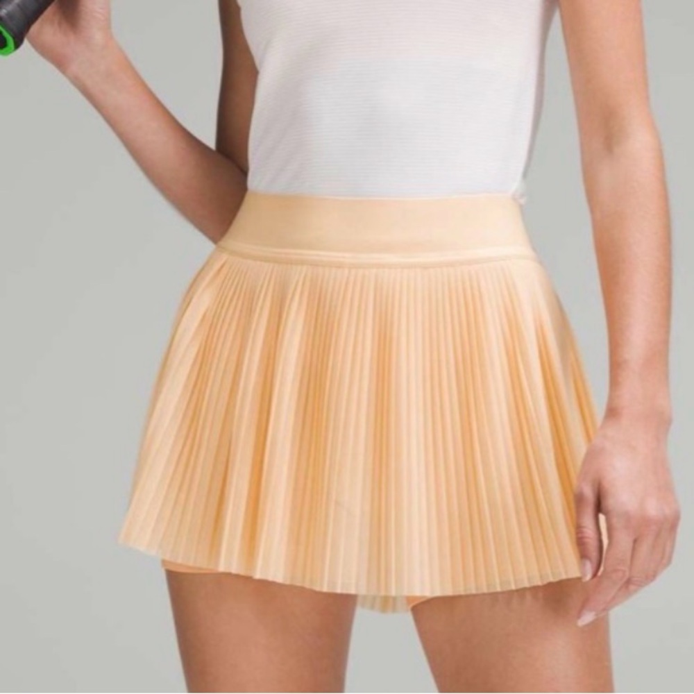 Lululemon Mesh Orange Pleated Mini Tennis Skirt